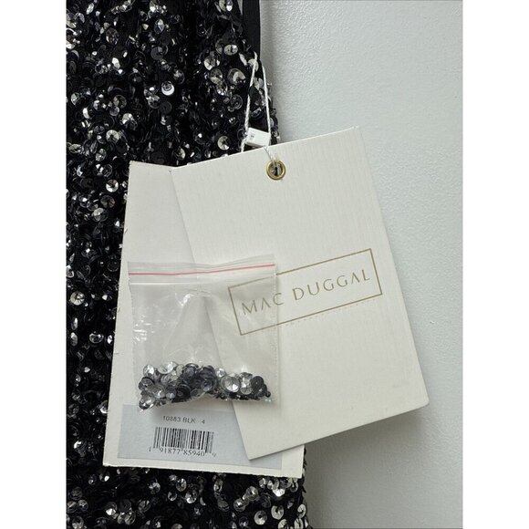 MAC DUGGAL Size 4 Black 10883 Embellished Scoop Neck Tiered Formal Gown Dress - Picture 9 of 11